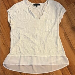 Sanctuary White Short Sleeve Top with Sheer Hem